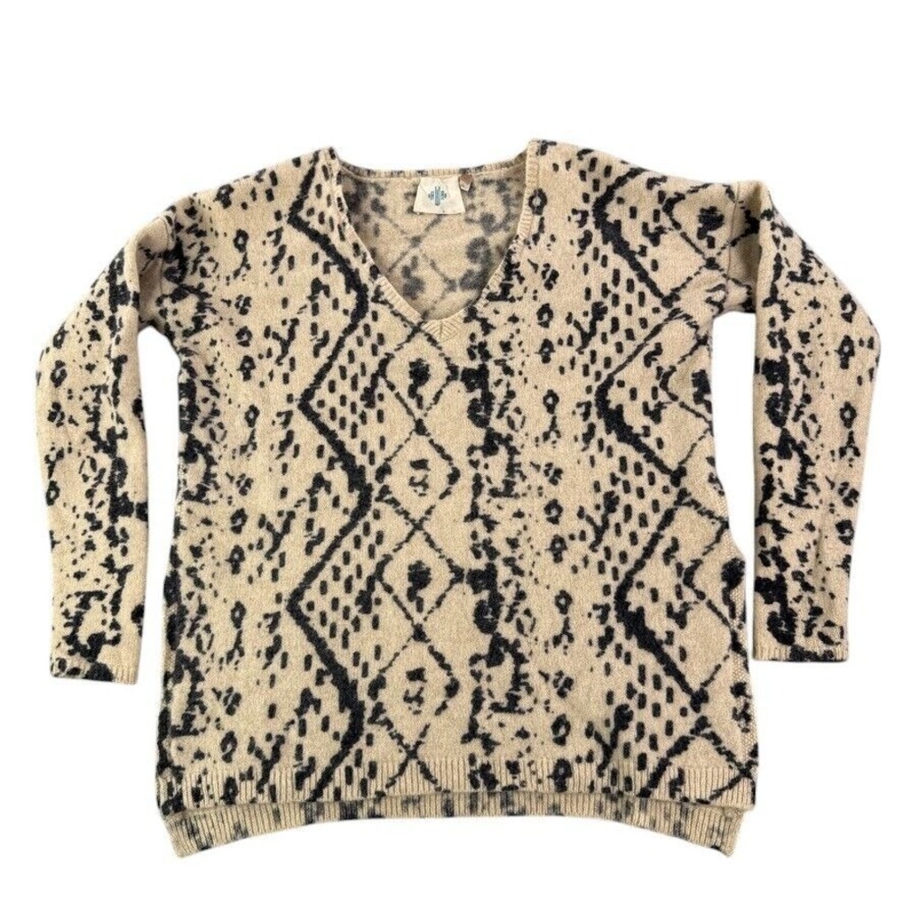 Anthropologie HWR Sweater XS Beige Speckled Baby Wool Yak Cashmere Blend Warn